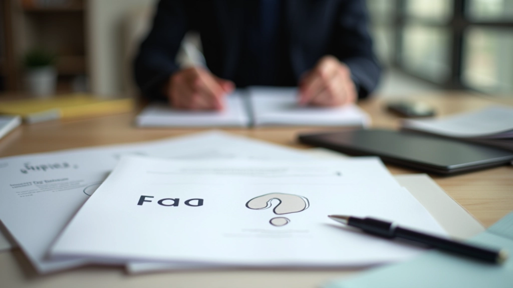 FAQ-Schild mit Fragezeichen und Beratungsunterlagen
