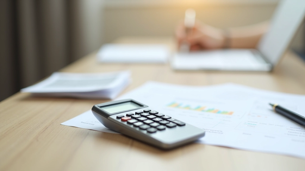 Taschenrechner und finanzielle Unterlagen auf Tisch
